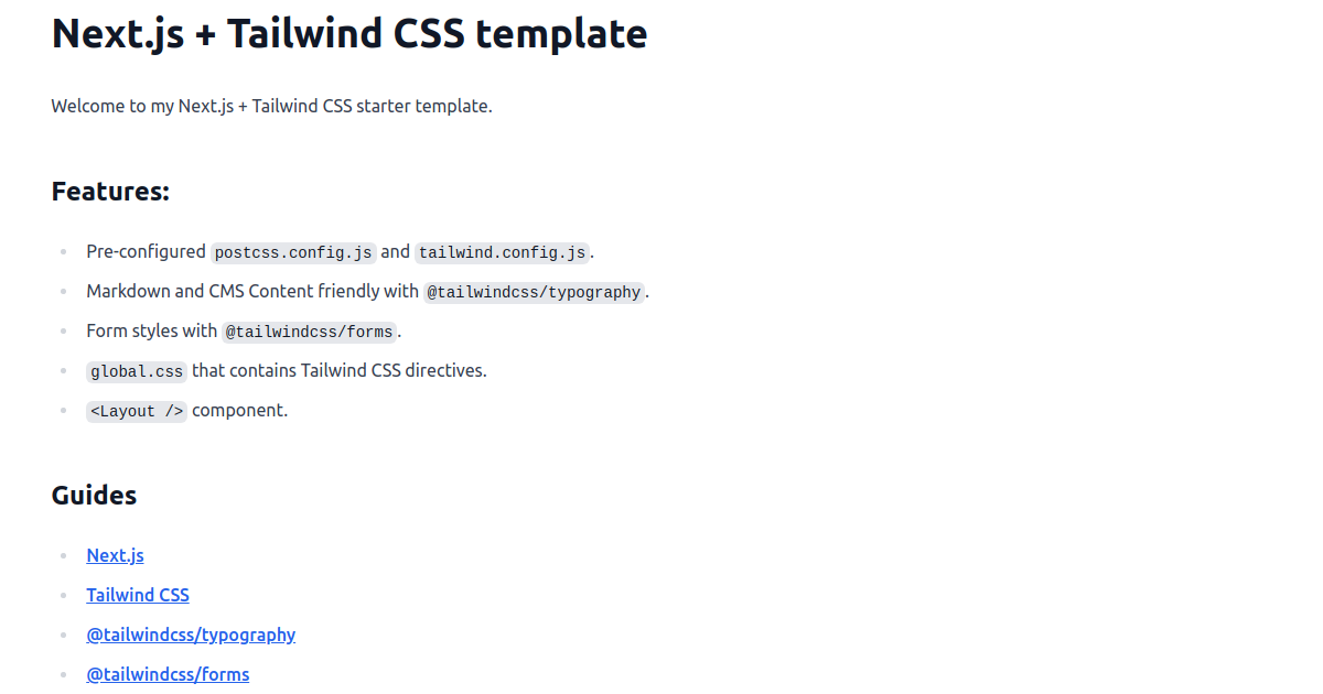 Next.js + Tailwind CSS Template